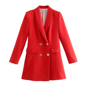 New Fashion Temperament Lapel Long Sleeve Double Breasted Multicolor Suit Jacket