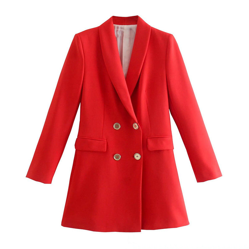 New Fashion Temperament Lapel Long Sleeve Double Breasted Multicolor Suit Jacket
