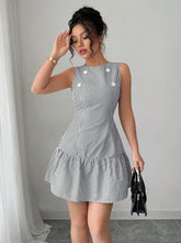 Womens Ruched A-Line Skirt Sleeveless Womens Dress