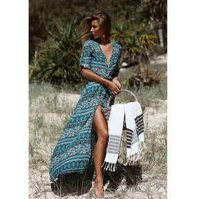 European And American Bohemian Printed Casual Skirt Beach Dress