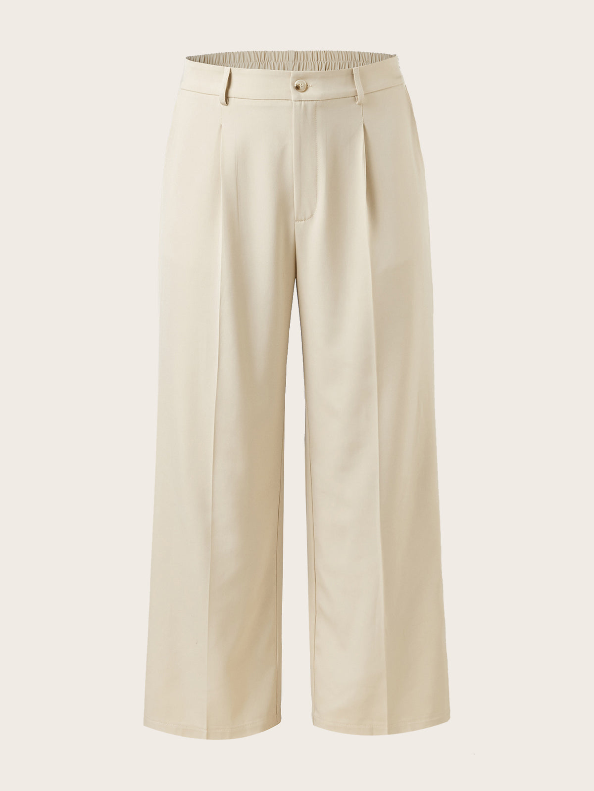 Women's Plus Size High Waist Straight Leg Trousers - Elegant, Polyester, Machine Washable, Casual Suit Pants For Women
