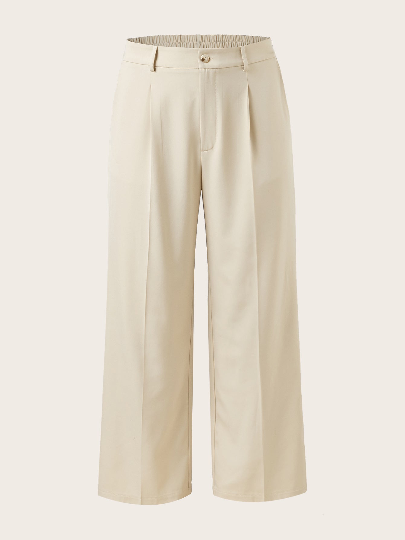 Women's Plus Size High Waist Straight Leg Trousers - Elegant, Polyester, Machine Washable, Casual Suit Pants For Women