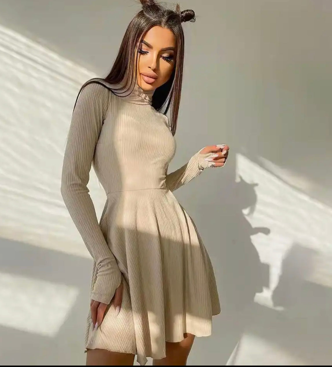 stretch turtleneck dress