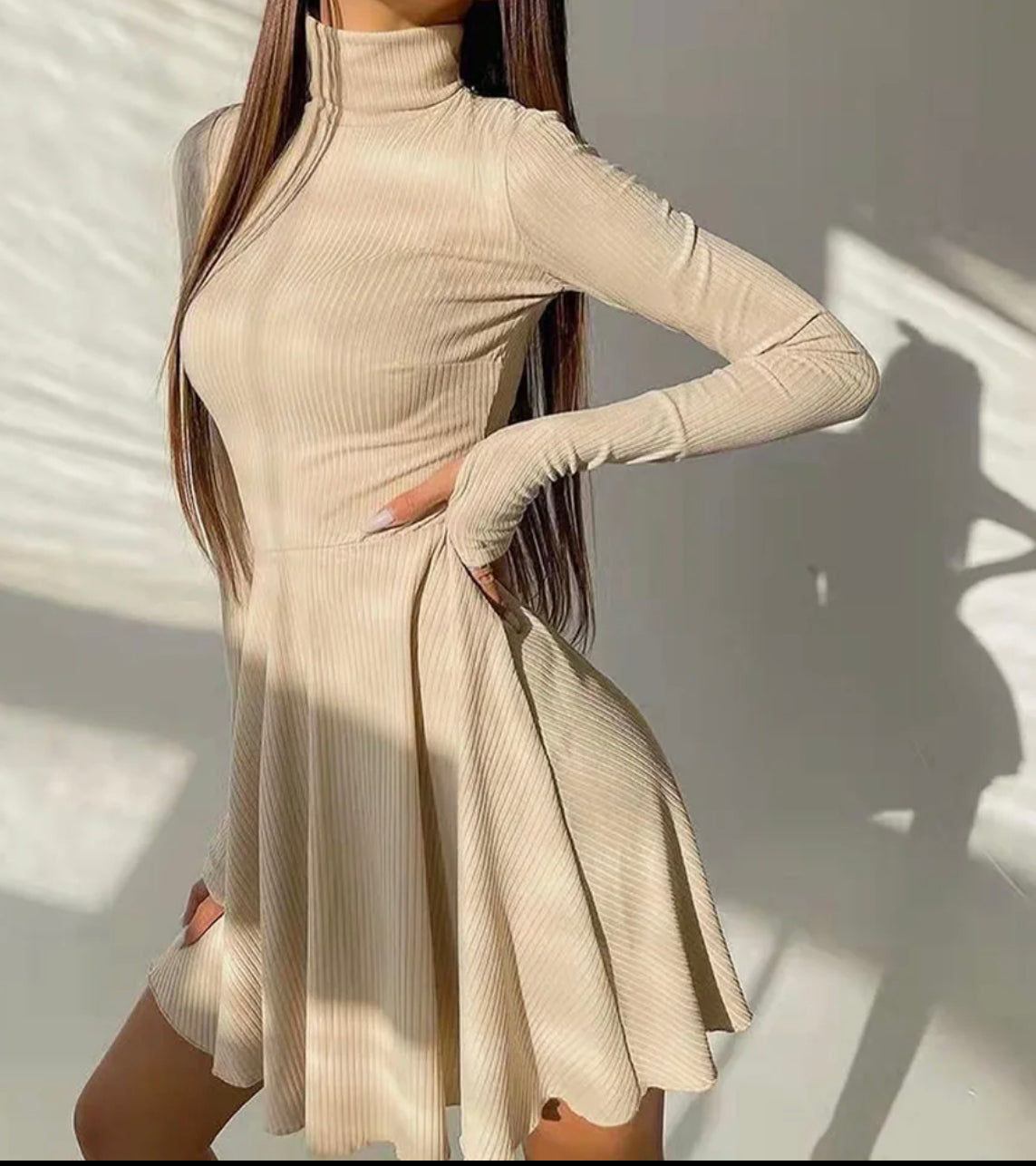 stretch turtleneck dress