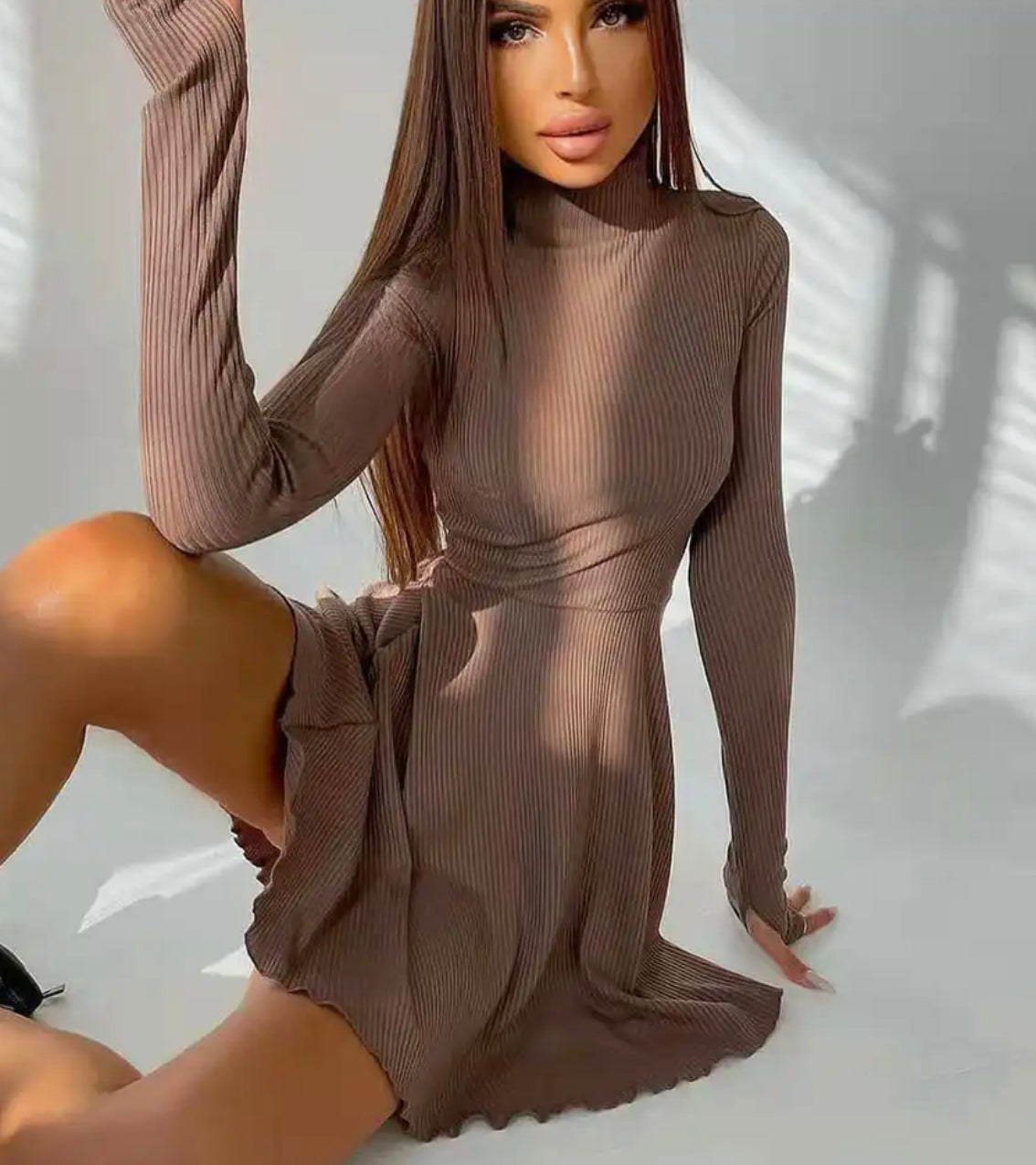 stretch turtleneck dress