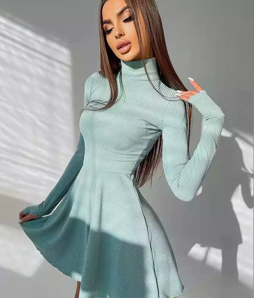 stretch turtleneck dress