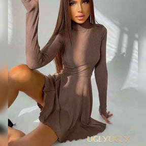 stretch turtleneck dress