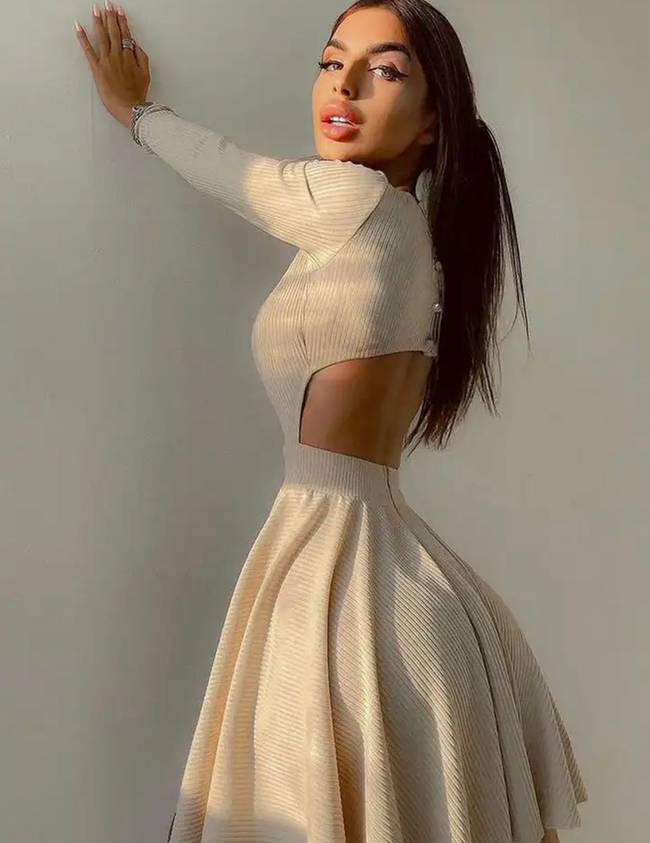 stretch turtleneck dress