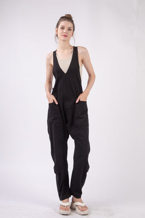 VERY J  Plunge Sleeveless Jumpsuit with Pockets