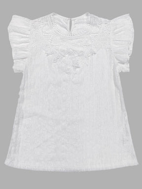 Lace Detail Eyelet Cap Sleeve Blouse