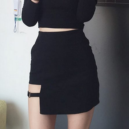 Korean Style Black Hip Skirts