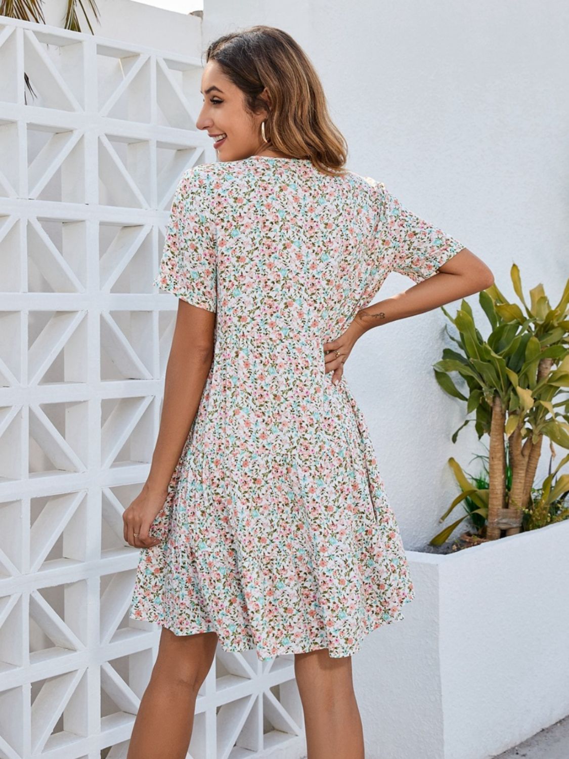 Ditsy Floral V-Neck Mini Dress