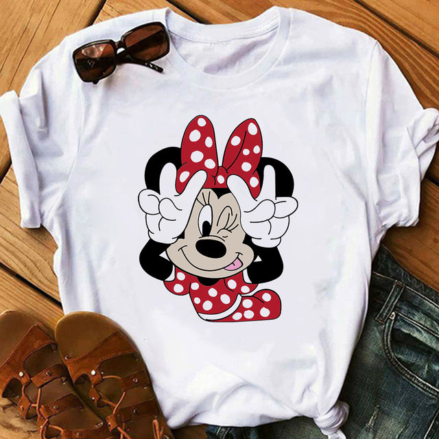 White Basic Disney Masked Mickey Mouse T Shirt