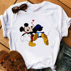 White Basic Disney Masked Mickey Mouse T Shirt