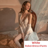 Sexy Night Dress Sleepwear Women Lace Robe Sets Lingerie