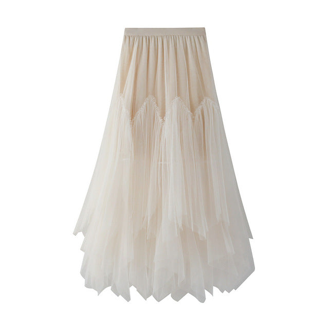 Irregular Tulle Skirt Women Summer High Waist